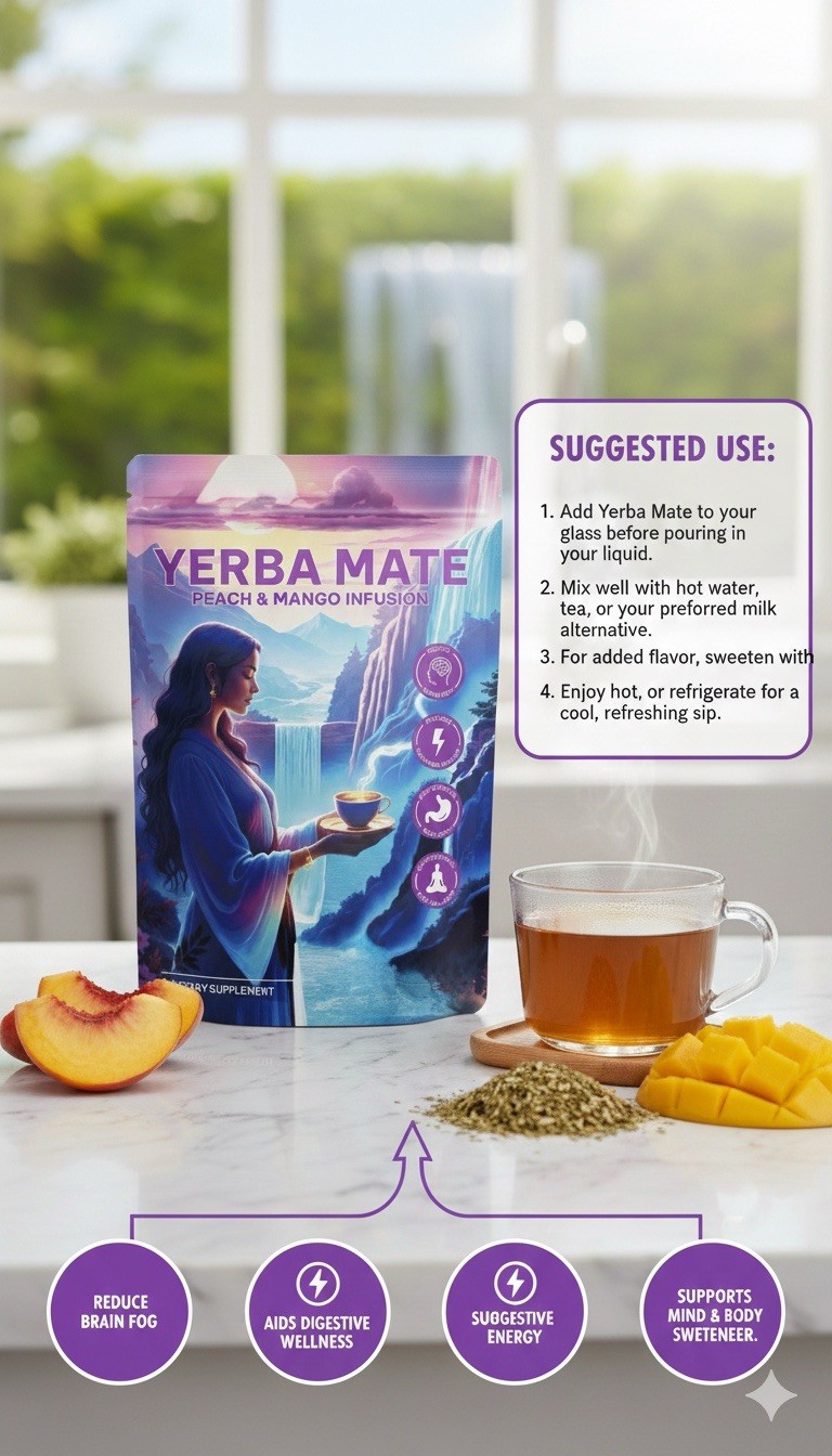 Yerba Mate Drink Mix 2PACK Bundle &ndash; Strawberry Matcha + Peach & Mango Infusion
