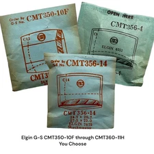 Elgin Watch Crystal x 1 G-S CMT Style Rectangle or Square 2 Curved VTG NOS