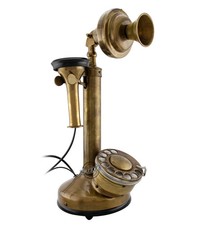 Brass Candlestick Vintage Phone Rotary Dial Antique Station Telephone Home D&eacute;cor