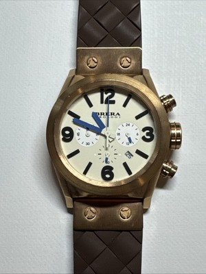 Brera Orologi Chronograph Quartz Brown Dial Men's Watch Used VG Condition