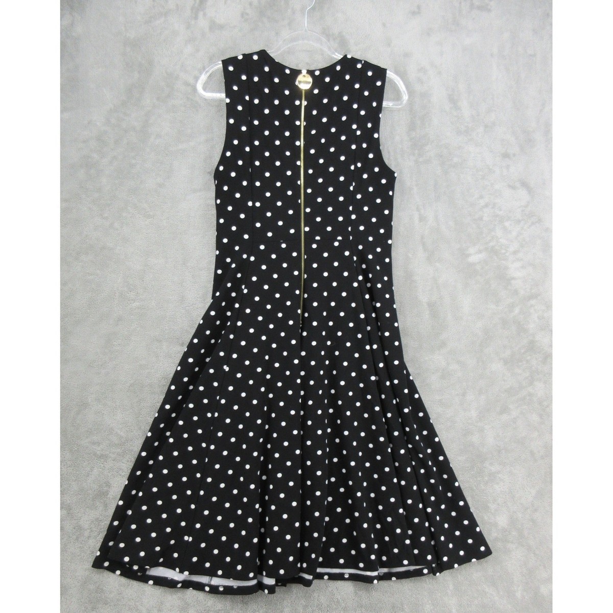Calvin Klein Dress Womens Size 10 Polka Dot Fit & Flare Retro Office Career Zip View 2