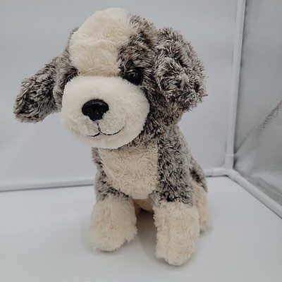Qingdao Future Toys Frosted Gray Cream Puppy Dog Smiling Plush Cuddle 10''