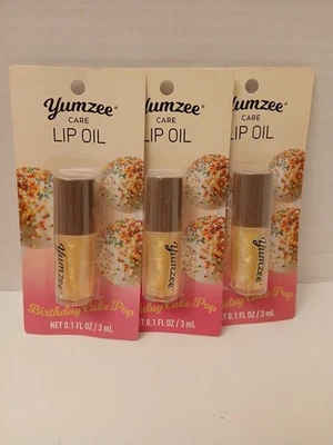 DREI Yumzee Pflege Lippenöl Geburtstag Cake Pop je 3 ml versiegelt - Bild 1 von 3
