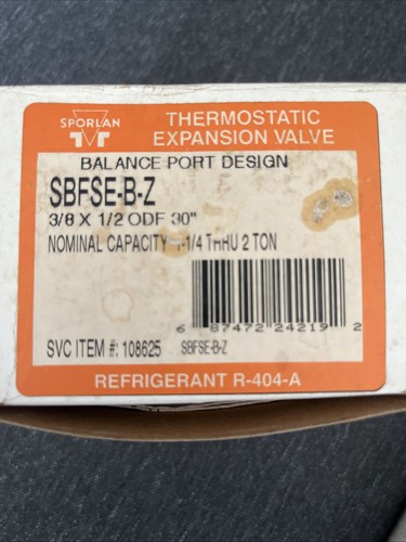Sporlan SBFSE-B-C Thermostatic Expansion Valve 1.25 Tons 3/8 ODF /2 ODF ...