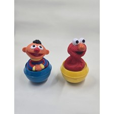 Vintage 1990 Illco Sesame Street Roly Poly Wobble Toys Ernie And Elmo Set