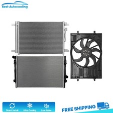 Aluminum Radiator Condenser & Cooling Fan Kit For 2015-2019 Volkswagen GTI 2.0L