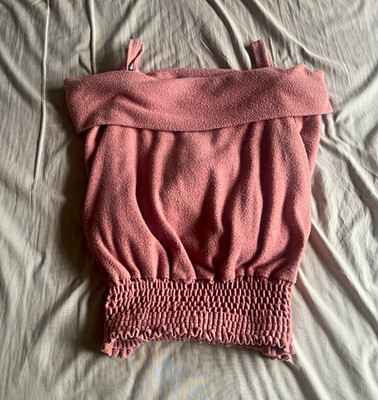 Moa Moa Pink Knit Off the Shoulder Long Sleeve Smocked Blouse Womens M Regular