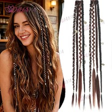 2PCS 20 Inch Hand braided Synthetic Water drop Clip In Hair Extensions Bohemian