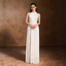 Womens Elegant Sleeveless Dress Slimming Fit Neck Hanging Party Dress Long Skirt