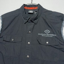 VTG Harley-Davidson Sleeveless Shirt - Black - Snap Up - Graphic - Mens XL