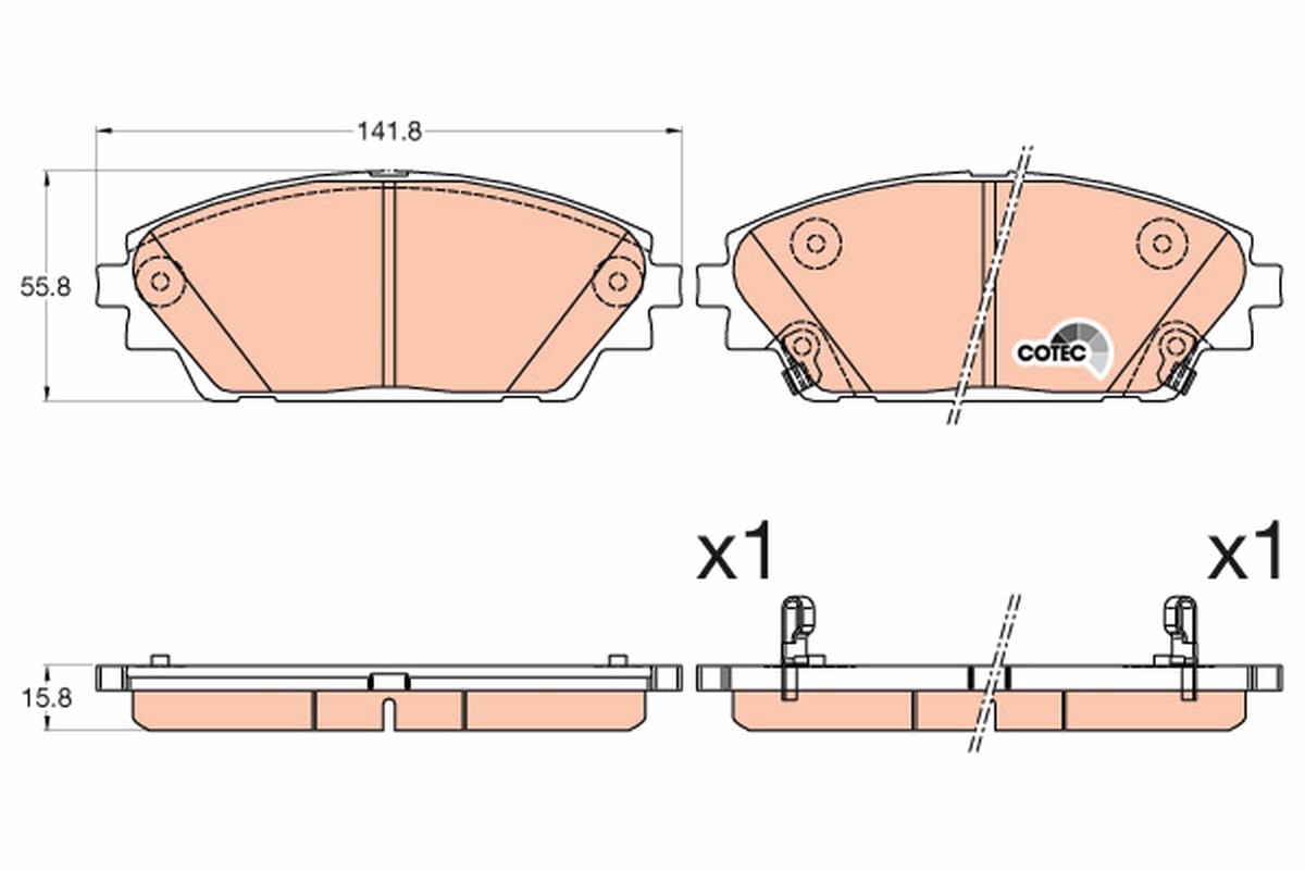 Front TRW-OE GDB3592 Brake Pad Set, disc brake for MAZDA,MAZDA (CHANGAN)