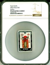 2023 Niue $2 Tarot Cards Justice Colorized NGC PF69 Ultra Cameo Box & COA OGP