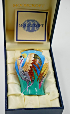 SCHÖNE MOORCROFT EMAILLE MINI BALUSTER VASE TURU DESIGN NEUWERTIG IN BOX 6,5cm