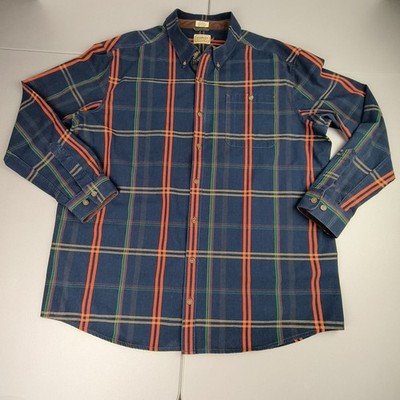 CE Schmidt Workwear Shirt Mens 2XLT Long Sleeve Button Down Plaid Blue Orange