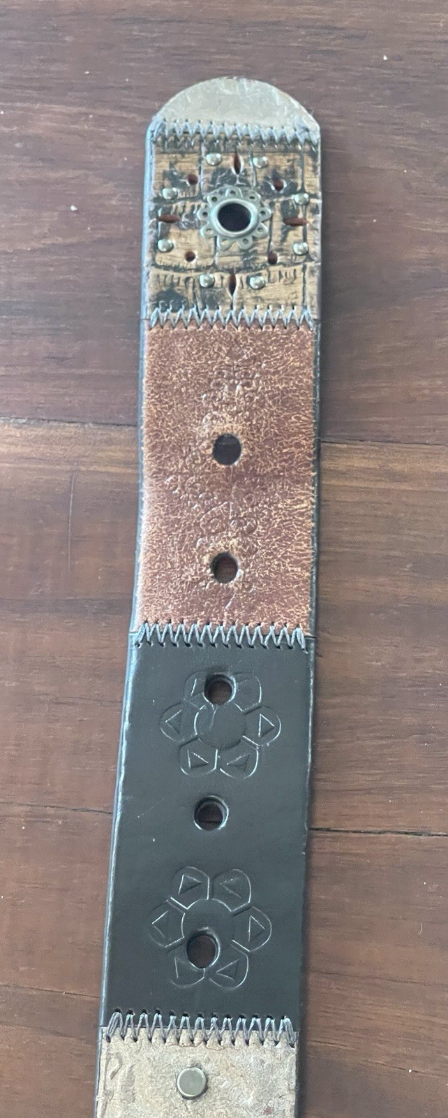 Fossil Studded Multicolor Patchwork Belt Small 33… - image 3