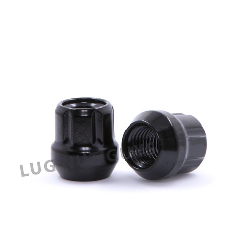 20pc 12x1.5 Lug Nuts With Key | Cone Seat | 6 Spline | Short Open End | Black - Picture 2 of 5