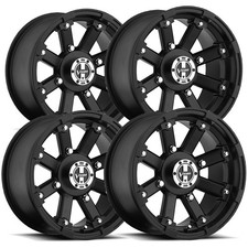 Set Of 4 Vision Utv 393 Lockout 14x7 4x110 Matte Black Wheels Rims 14 Inch