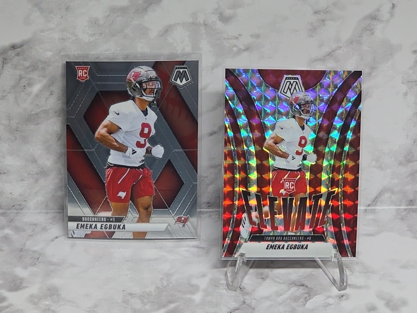 2025 Mosaic RC Emeka Egbuka Silver Mosaic Elevate & Base Buccaneers