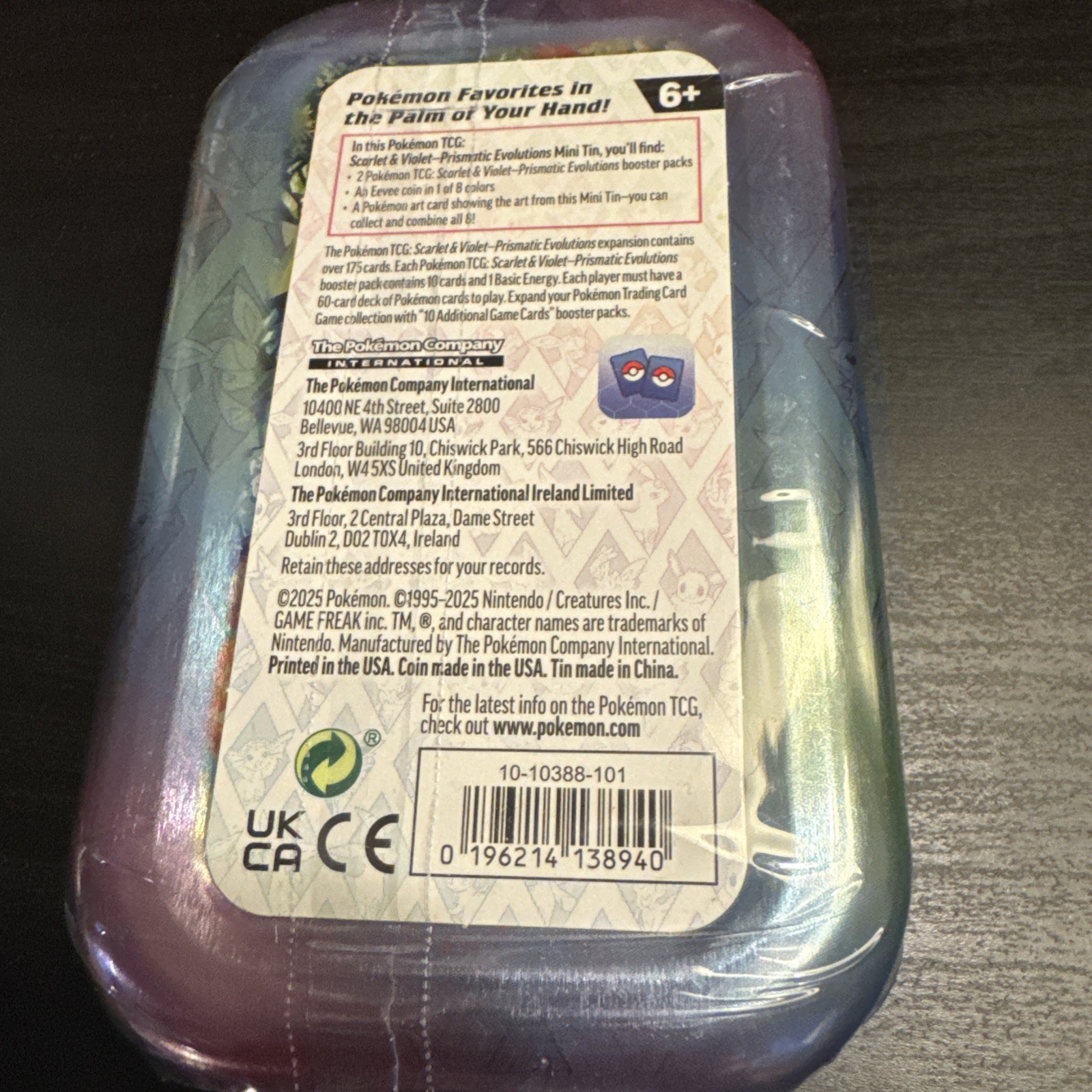 Sealed Pokemon TCG Scarlet & Violet Prismatic Evolutions- 1x Random Art Mini Tin
