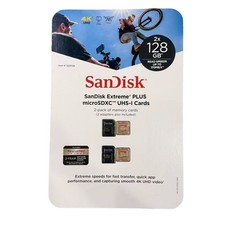 2 Pack new 128GB SanDisk Extreme PLUS A2 microSD Memory Card Adapter 4k UHD