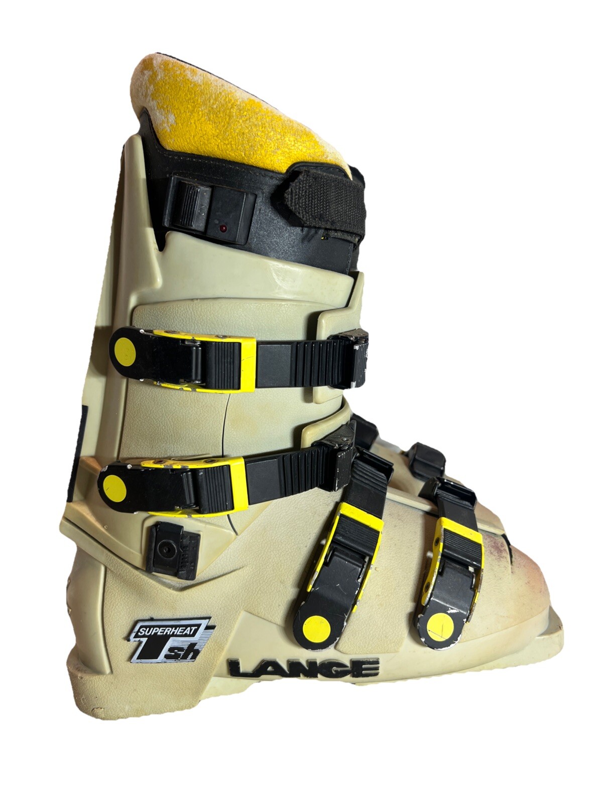 SALOMON Scarponi da sci downhill vintage lunghi TSH superheat beige giallo uomo taglia 8M alpini