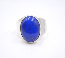 5.30 Gm 925 Sterling Silver Natural Lapis lazuli Cab Gemstone Ring Size 8" US