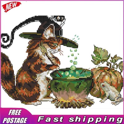 Full/Partial Cross Stitch Cotton Cat 14CT Handiwork DIY Stamped Wall Craft Kit