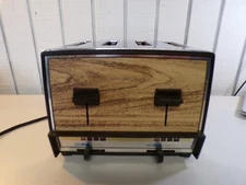 Vintage 4-Slice Toaster Proctor Silex T009N Wood Grain & Chrome. Tested & Works!