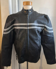 Harley Davidson Wilson Black Leather motorcycle Jacket Mens Large Heavy Grad VTG
