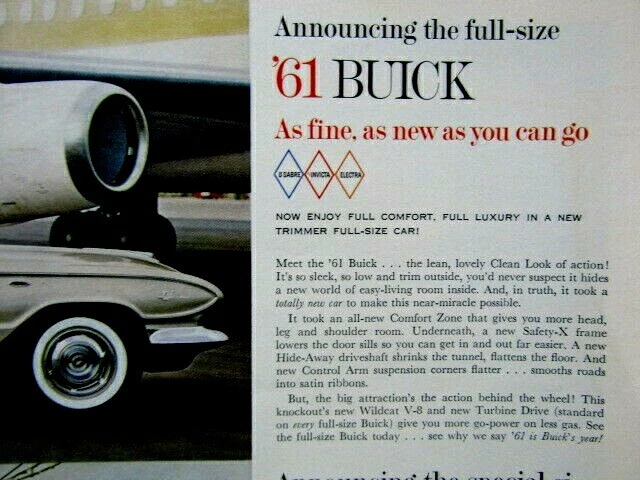 1961 Buick The Clean Look Vintage 3 page Original Print Ad 8.5 x 11" - Image 4 of 4