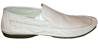 Carlo Pazolini Men's Off White Leather Dots Loafer Driving Shoes Size US 12