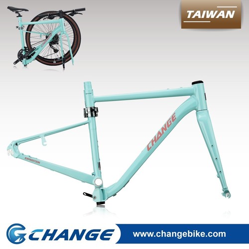 Gravel Bike Frameset 700C Folding Road Frame Disc E-bike Kit Support GV-10G 52cm - 第 1/14 張圖片