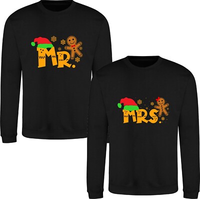 Lebkuchenmann Paar passend zu MR & MRS Weihnachtspullover lustig Weihnachtssweatshirt