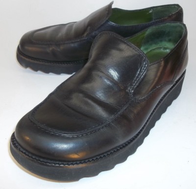 Donald J Pliner UME Womens Shoes US 6 M Black Leather Wave Soles Loafers 4534