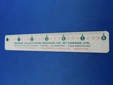 MONROE CALCULATING MACHINE COMPANY CANADA ADVERTISING RULER DECIMAL EQUIVALENTS