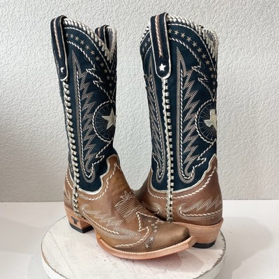 Lane RODEO HOUSTON Womens Cowboy Boots 7.5 Brown Western Cowgirl Mid Calf Tall