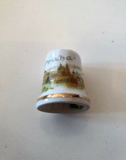 Porzellan Fingerhut mit Goldrand gemarkt Praha Chodov gemarkt 25mm