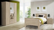 SCHLAFZIMMER SENIOREN KOMFORT 3-tlg KOMFORTBETT SCHRANK NAKO EICHE BIANCO DEKOR