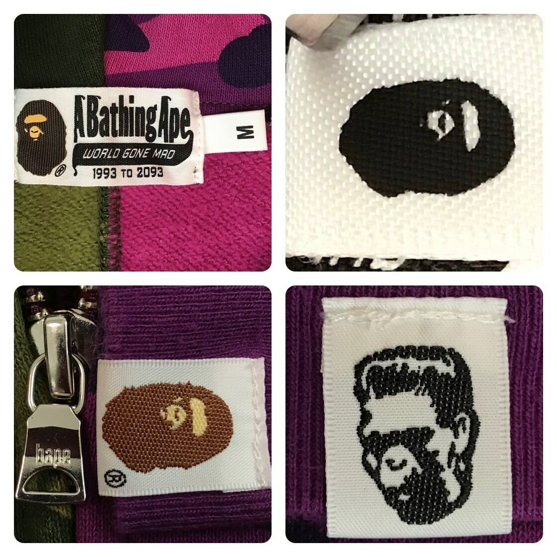 BAPE Shark full zip hoodie Purple camo × green camo A Bathing Ape