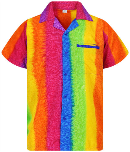 Chemise hawaïenne funky Rainbow verticale multicolore poche avant - Photo 1/7