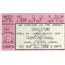 DOUG STONE & MICHELLE WRIGHT Concert Ticket Stub ATLANTIC CITY NJ 3/25/94 TRUMP