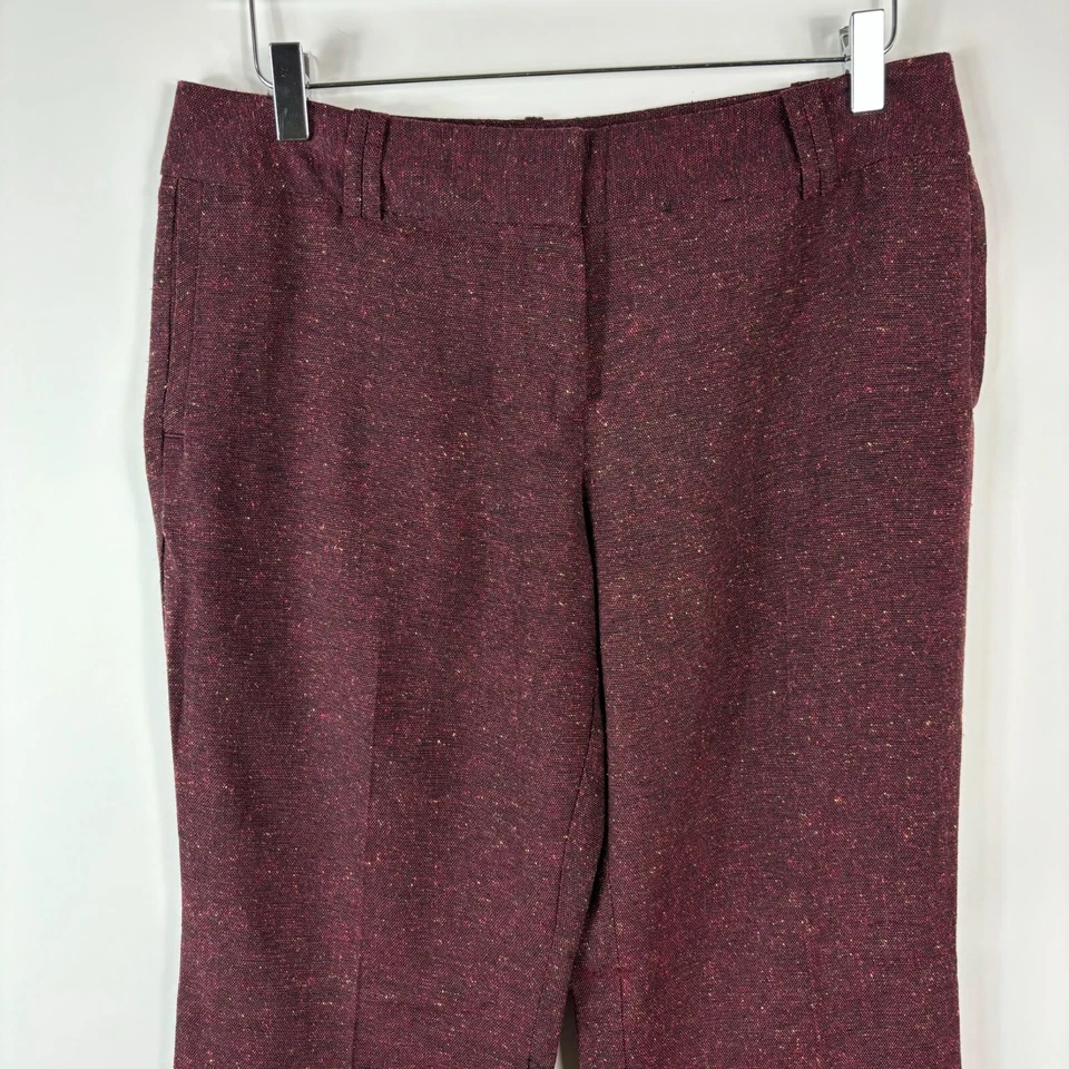 Worthington women pants 8 burgundy tweed wide leg bootcut trouser dark academia - Image 3 of 4