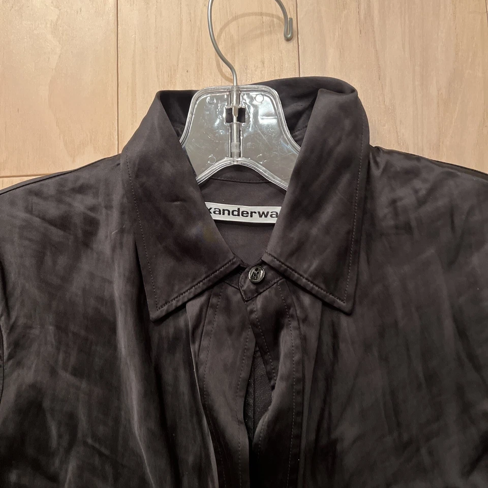 EUC ALEXANDER WANG Cinched Silk Shirt Dress $695 XS Worn On American Rust Tv Shw - Image 2 of 4