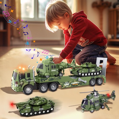 Military Combat Truck Helicopter Tank Toy Set Light & Sound Playset Kids Game - Picture 4 of 12