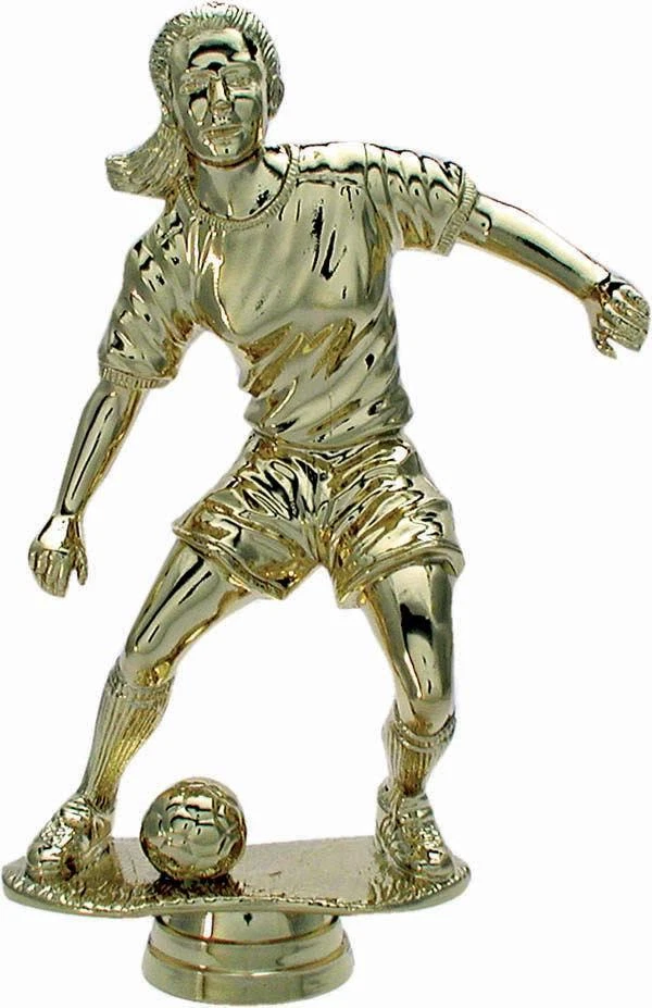 FDPOKALE Fußball Figur Damen gold Frauenfußball Pokal Trophäe + echter Gravur 14 cm