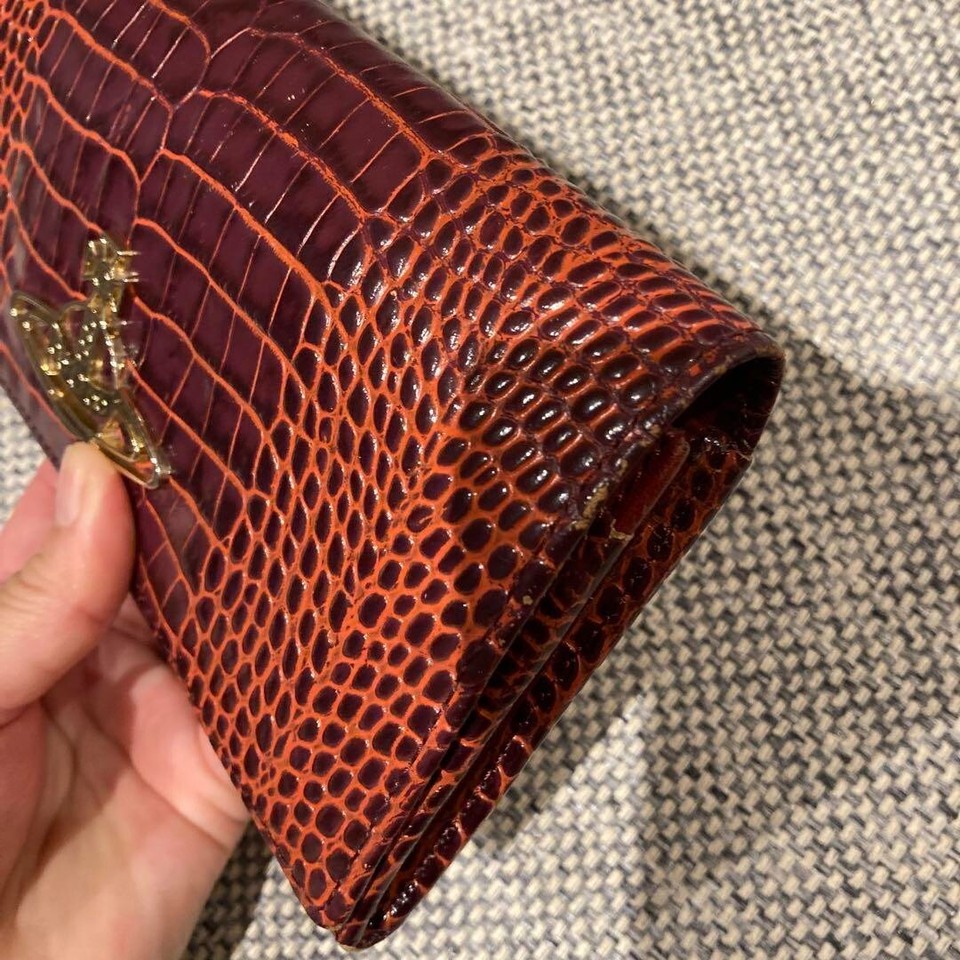 vivian westwood long wallet with crocodile print red unisex premium