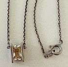 Sterling silver Pendant Necklace Rhinestone Emerald Cut 925 VTG Spring Ring