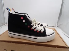 ZGR Womens High Top Canvas Sneakers Lace Up Casual Tennis Shoes Black size 5.5