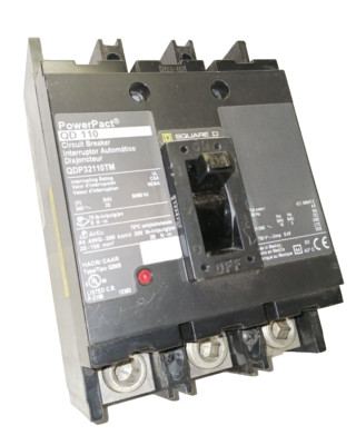 SQUARE D POWERPACT 110 AMP CIRCUIT BREAKER 3 POLE 240 VAC  QDP32110TM