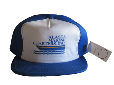 NEW Vintage Hanes Sample Hat Cap Alaska Marine Charters Poly Cotton Cool Jersey